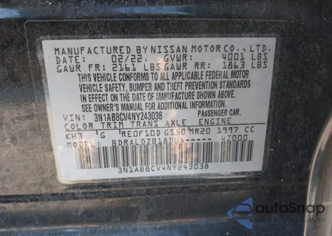 2022 Nissan Sentra Sv Xtronic Cvt z USA, uszkodzony, nr VIN 3N1AB8CV4NY243038